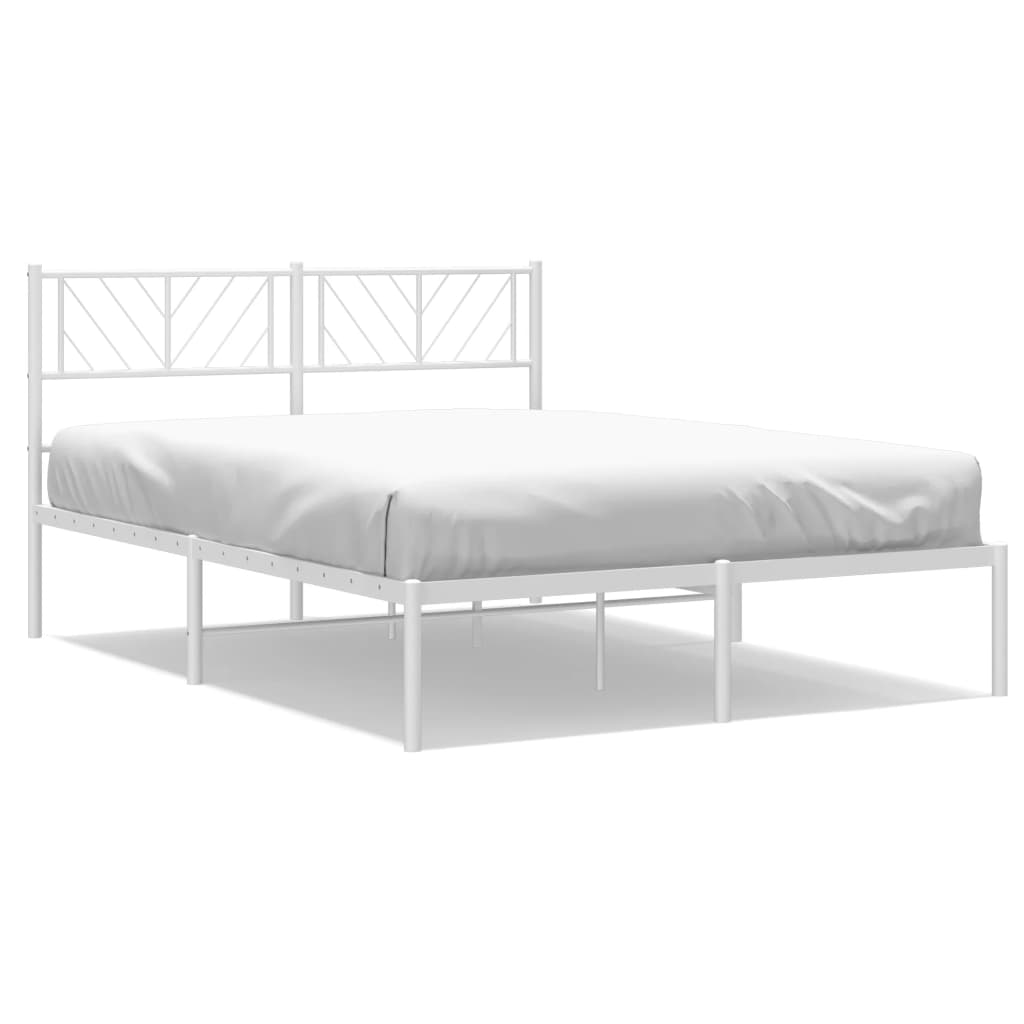 Metal Bed Frame without Mattress with Headboard White 120x190cm