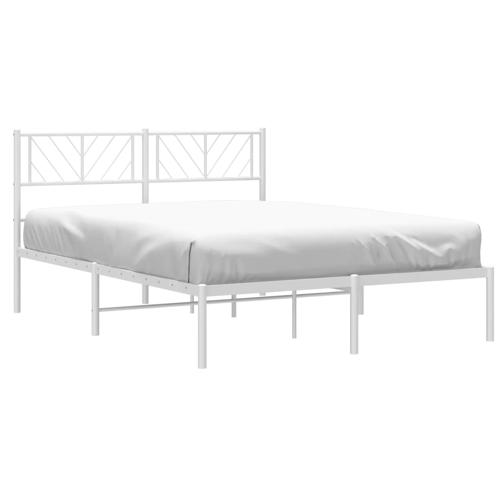 Metal Bed Frame without Mattress with Headboard White 120x190cm
