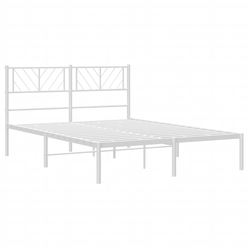 Metal Bed Frame without Mattress with Headboard White 120x190cm
