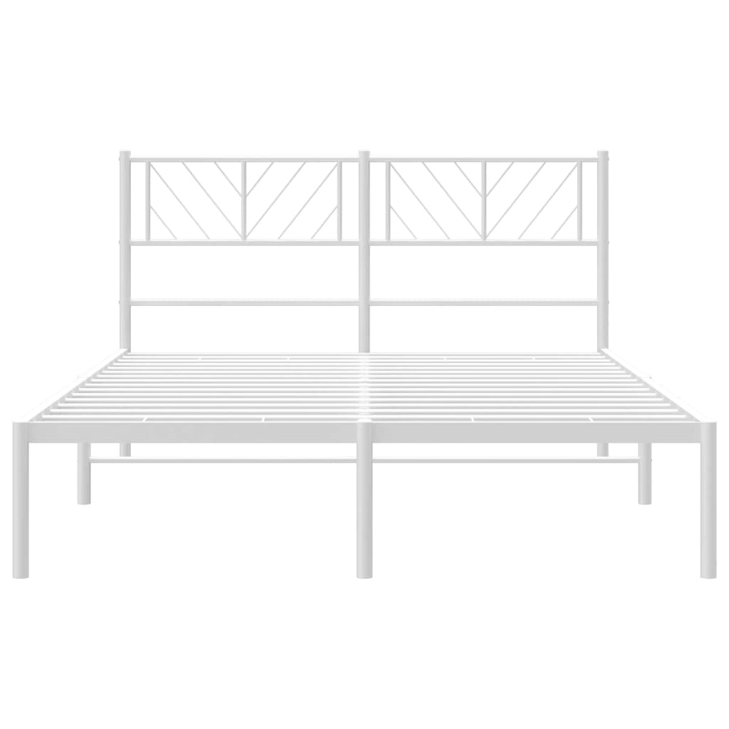 Metal Bed Frame without Mattress with Headboard White 120x190cm