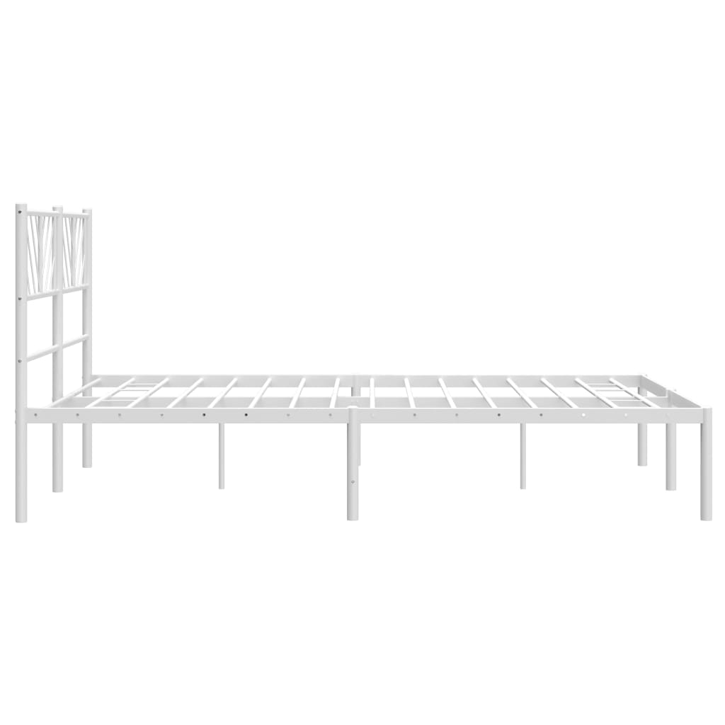 Metal Bed Frame without Mattress with Headboard White 120x190cm