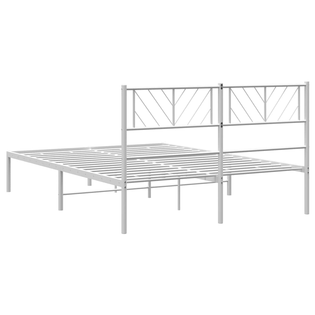 Metal Bed Frame without Mattress with Headboard White 120x190cm