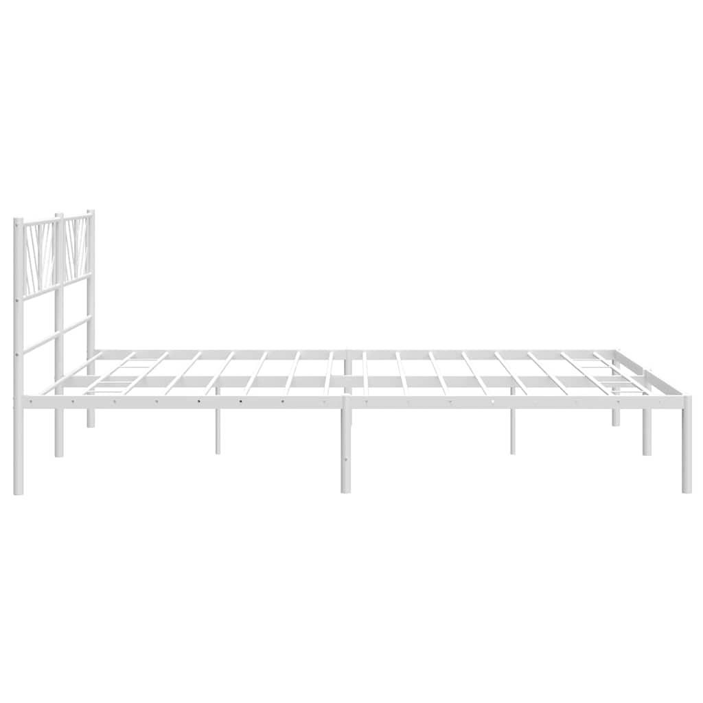 Metal Bed Frame without Mattress with Headboard White 183x213cm