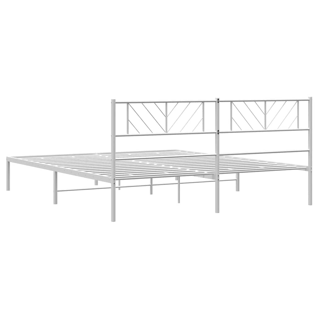 Metal Bed Frame without Mattress with Headboard White 183x213cm