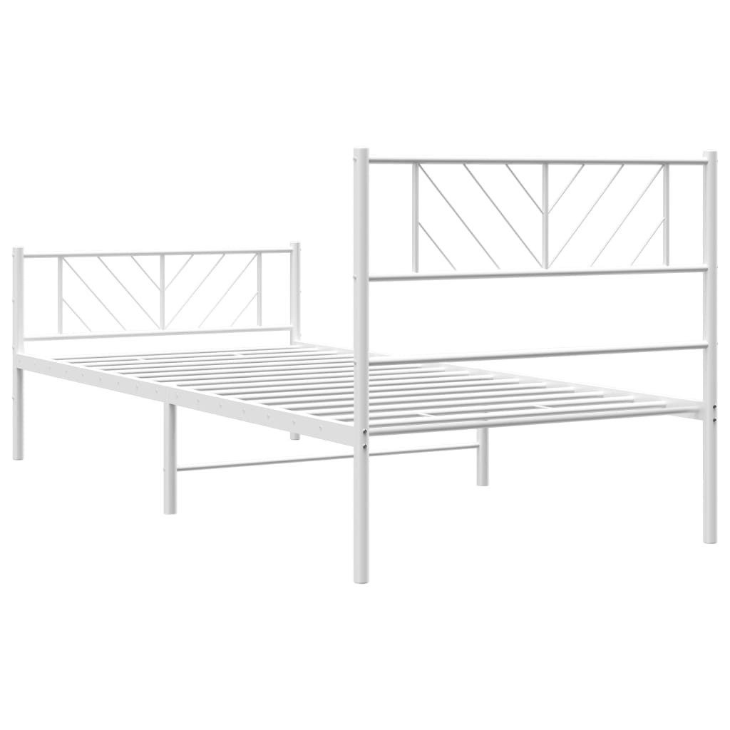 Metal Bed Frame without Mattress with Footboard White 90x200cm