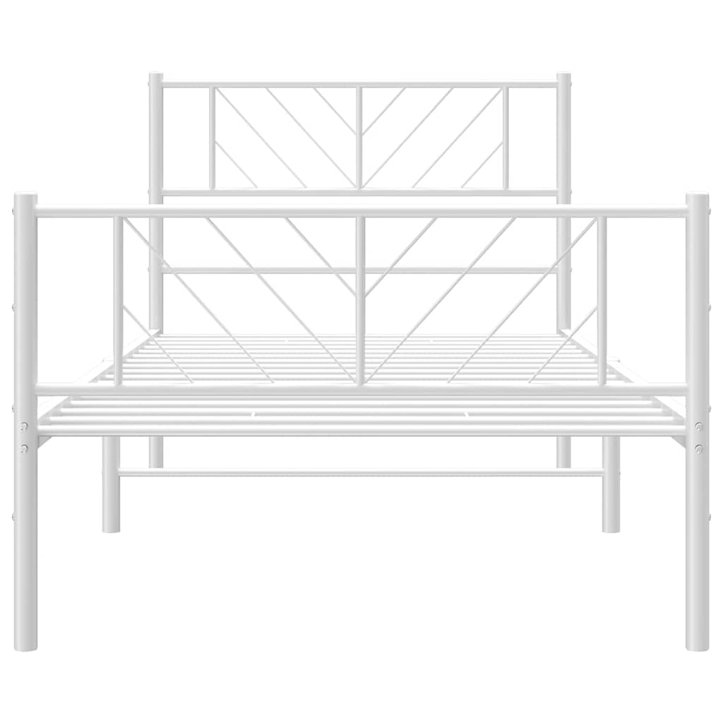 Metal Bed Frame without Mattress with Footboard White 100x200cm