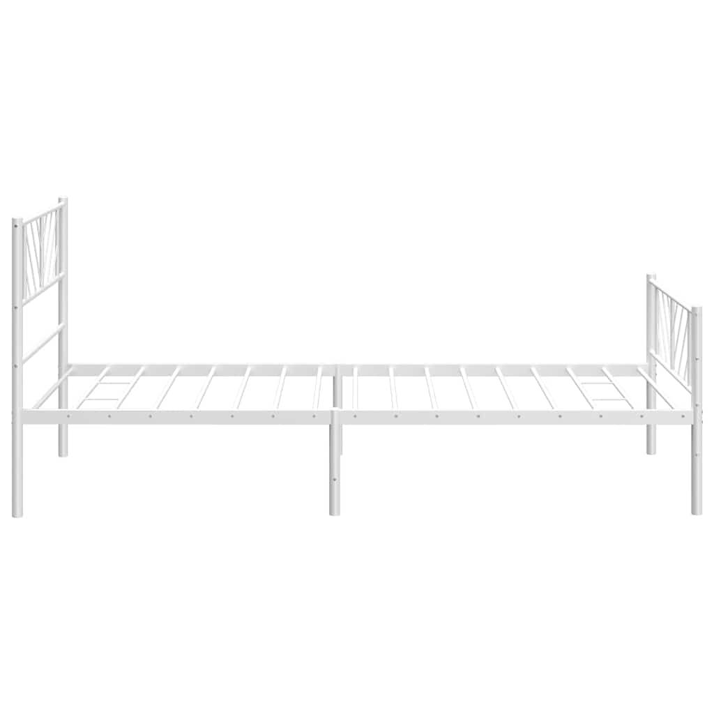 Metal Bed Frame without Mattress with Footboard White 100x200cm