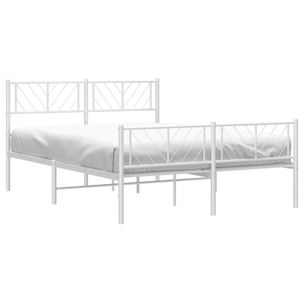 Metal Bed Frame without Mattress with Footboard White 120x200cm
