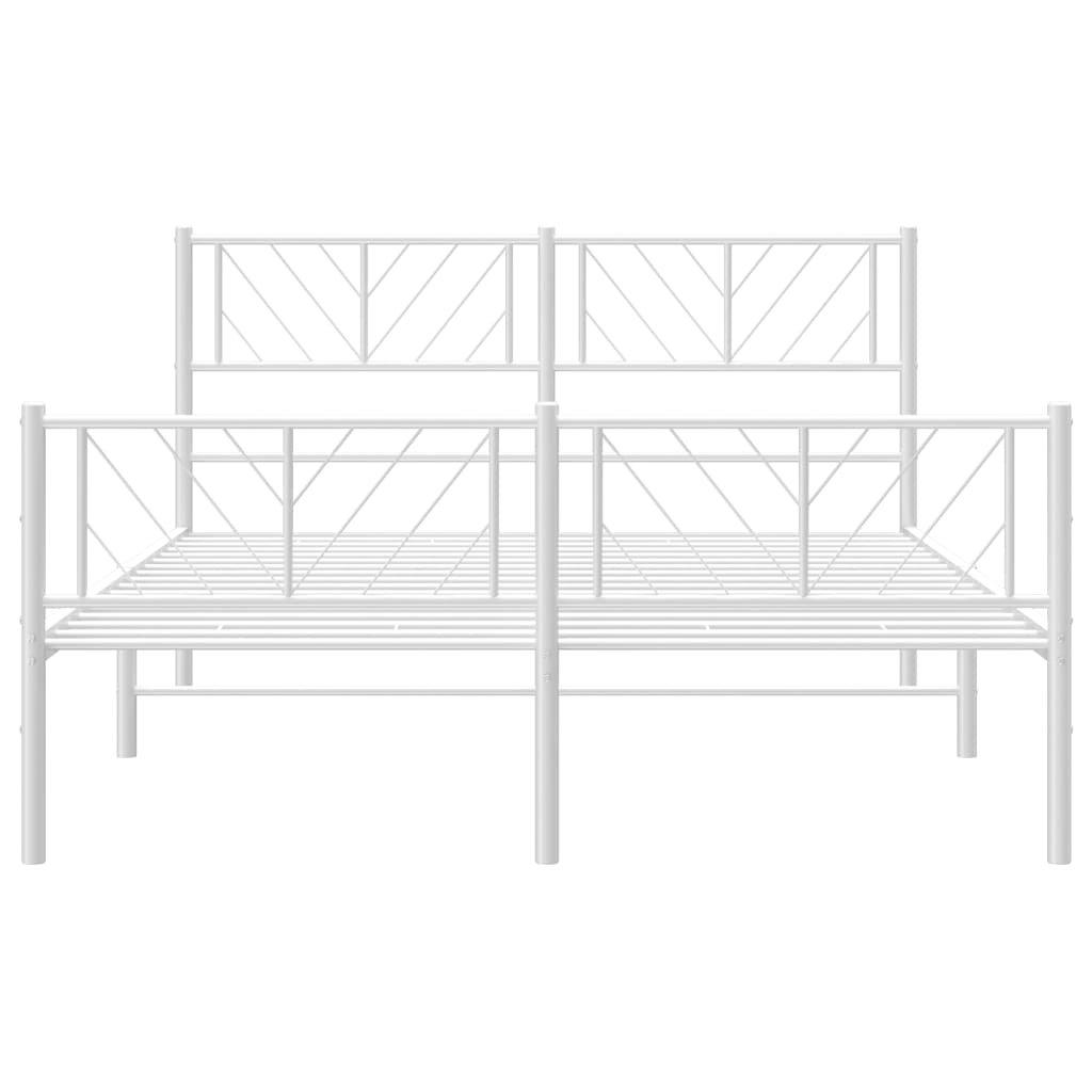 Metal Bed Frame without Mattress with Footboard White 120x200cm