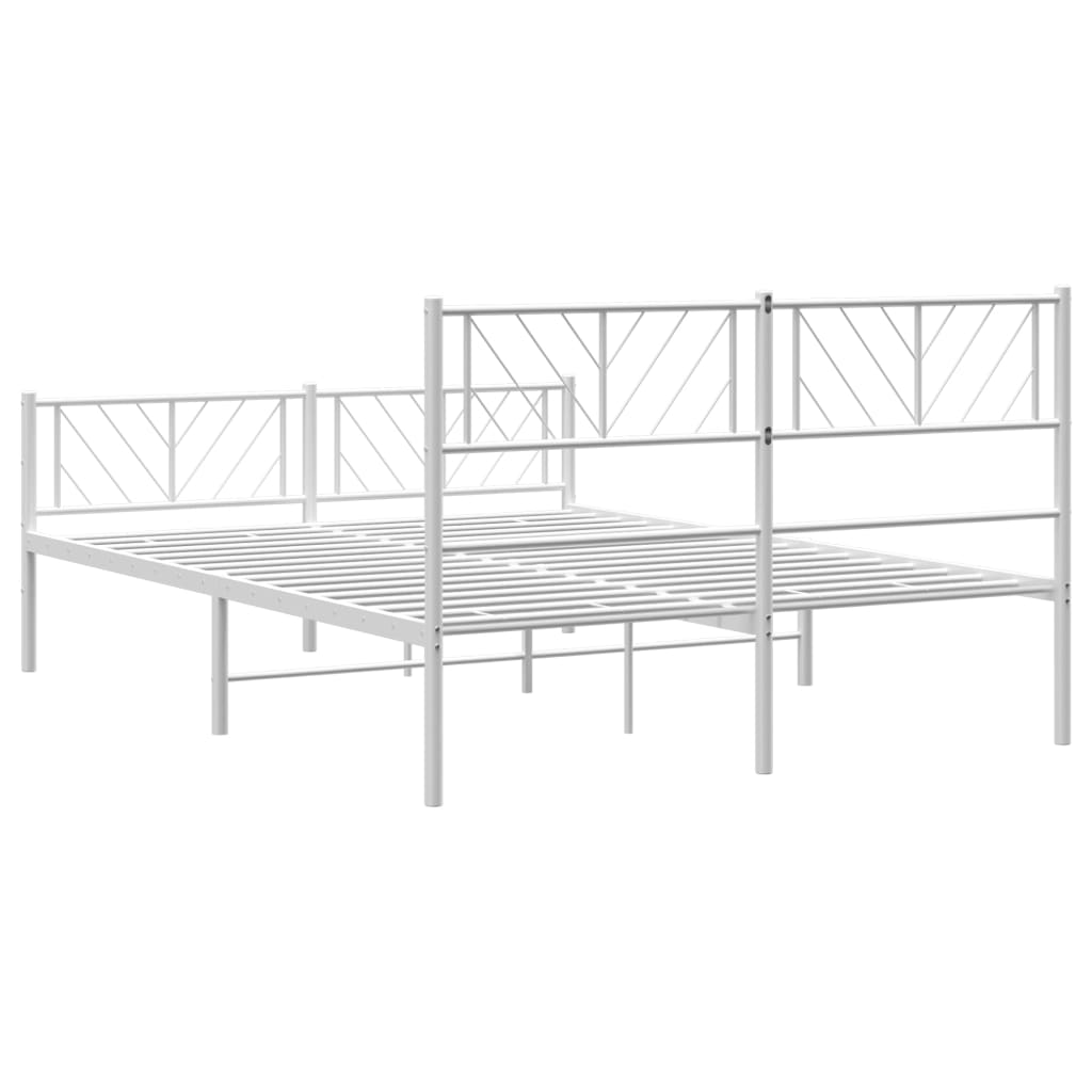 Metal Bed Frame without Mattress with Footboard White 120x200cm