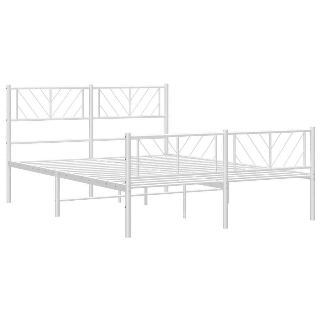 Metal Bed Frame without Mattress with Footboard White 140x190cm