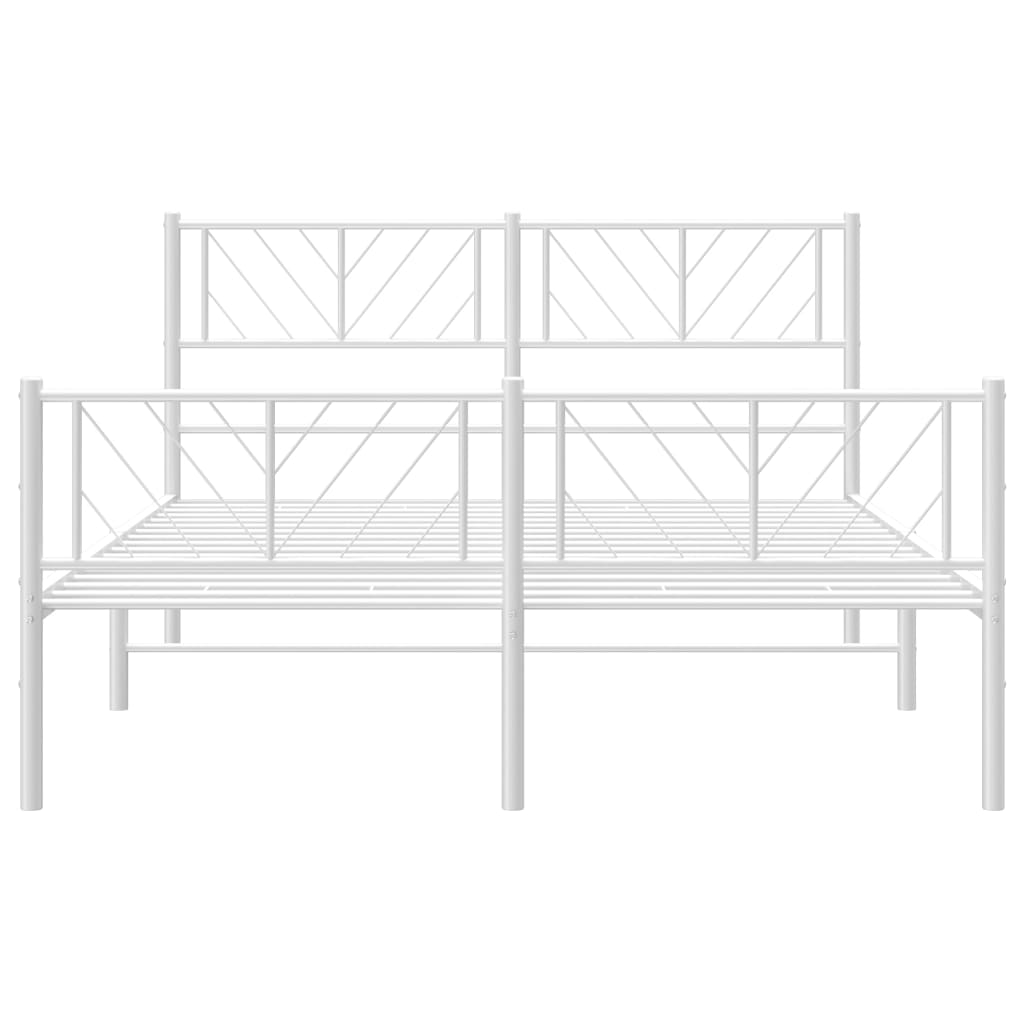 Metal Bed Frame without Mattress with Footboard White 140x190cm
