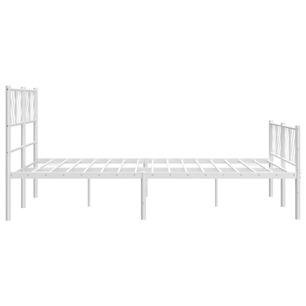 Metal Bed Frame without Mattress with Footboard White 140x190cm