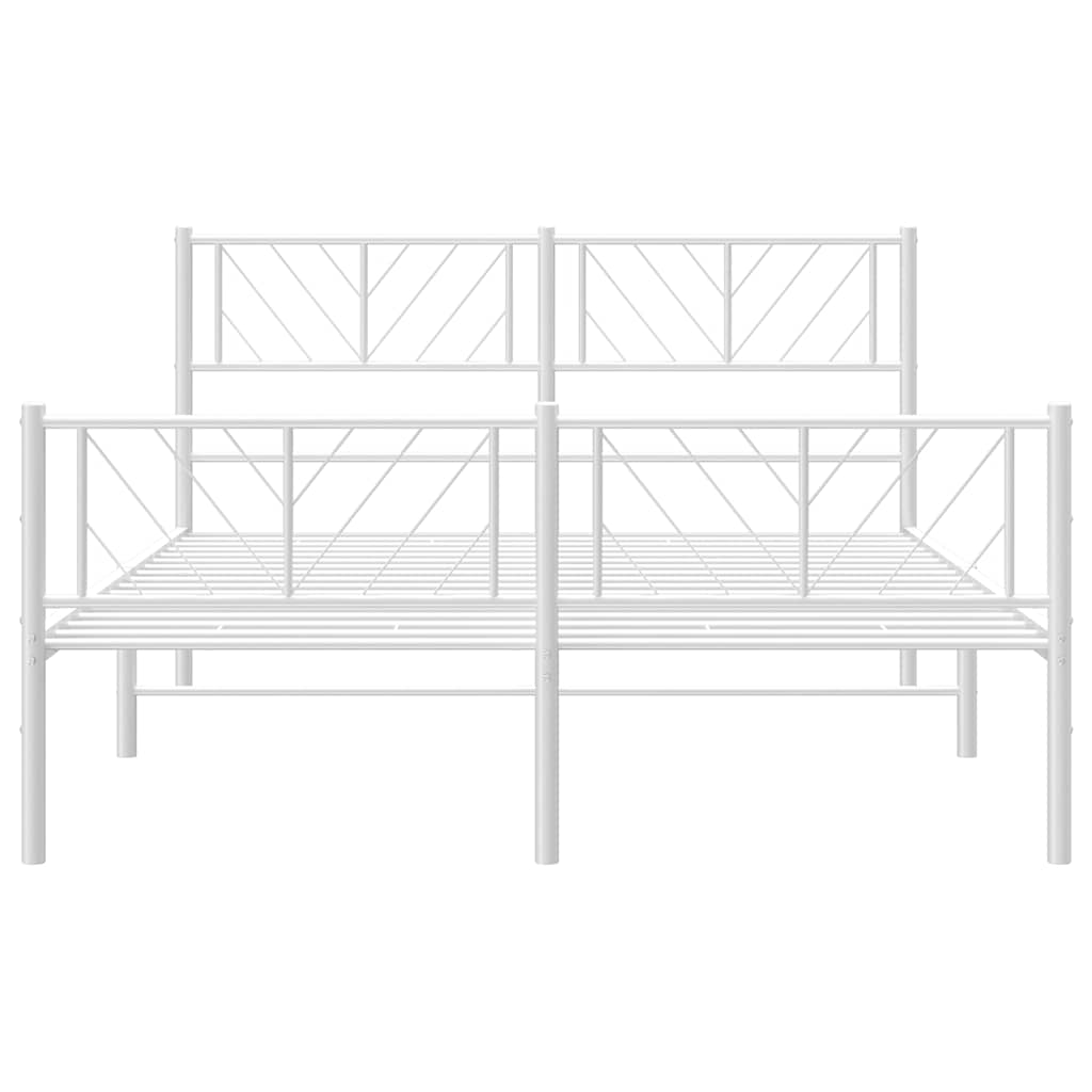 Metal Bed Frame without Mattress with Footboard White 150x200cm