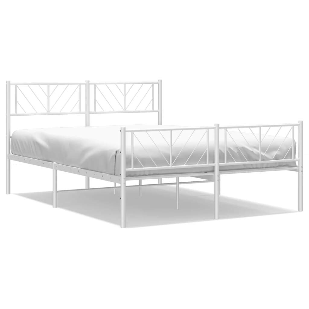 Metal Bed Frame without Mattress with Footboard White 160x200cm