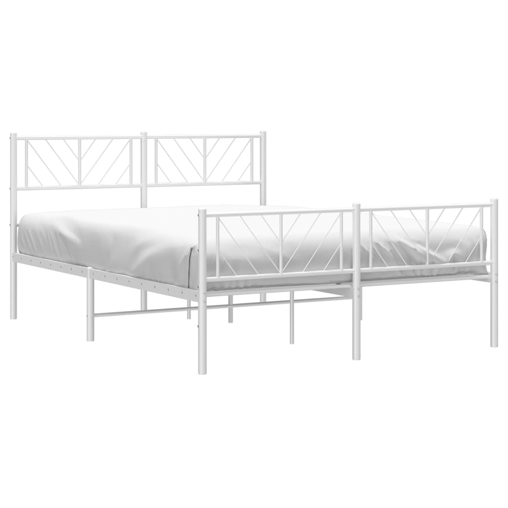 Metal Bed Frame without Mattress with Footboard White 160x200cm