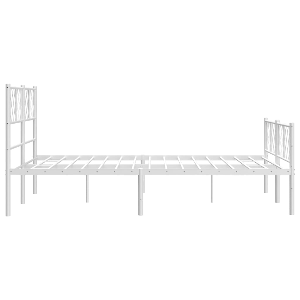 Metal Bed Frame without Mattress with Footboard White 160x200cm
