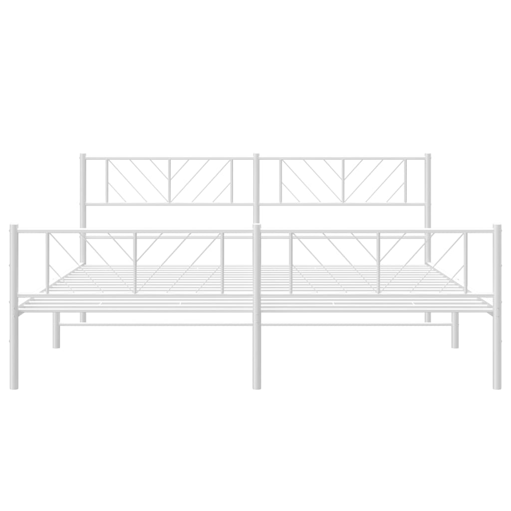 Metal Bed Frame without Mattress with Footboard White 183x213cm