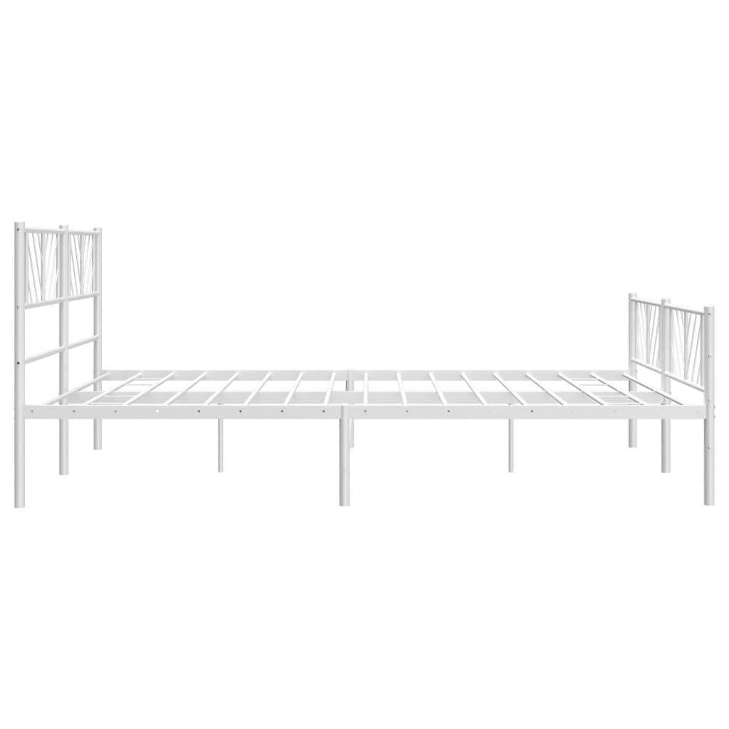 Metal Bed Frame without Mattress with Footboard White 183x213cm