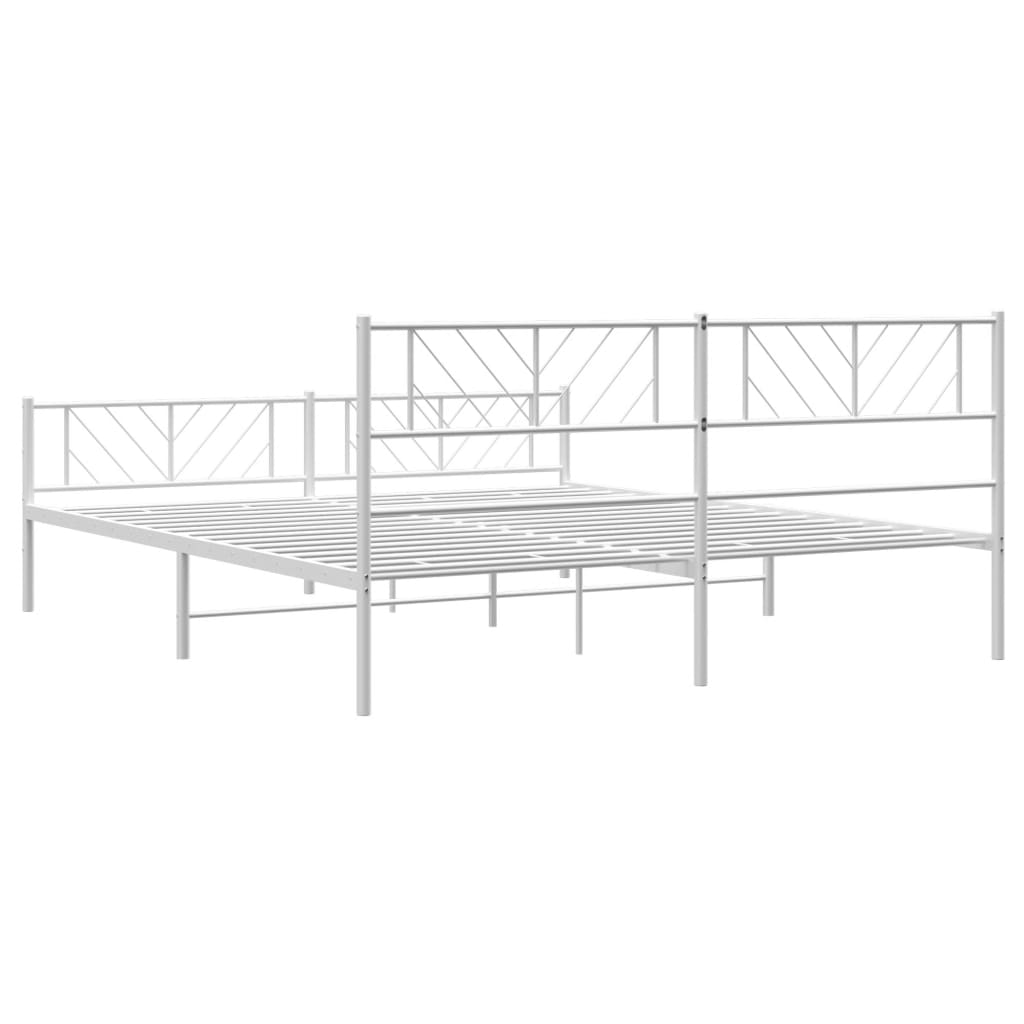 Metal Bed Frame without Mattress with Footboard White 183x213cm