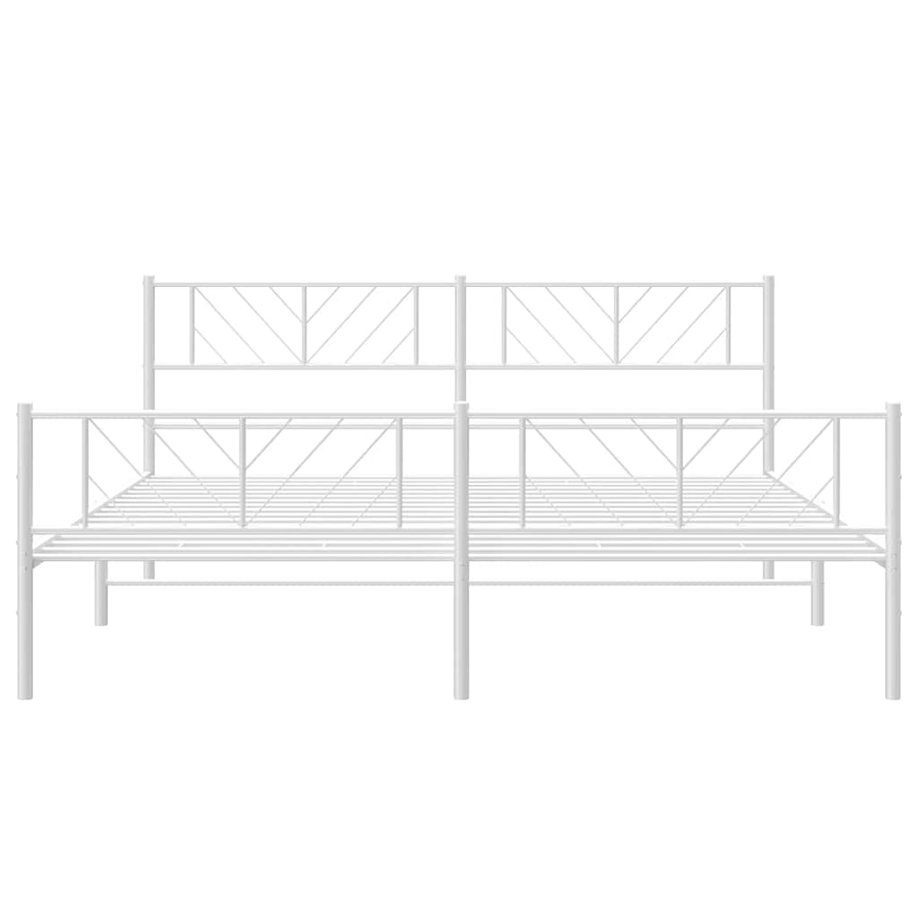 Metal Bed Frame without Mattress with Footboard White 193x203cm