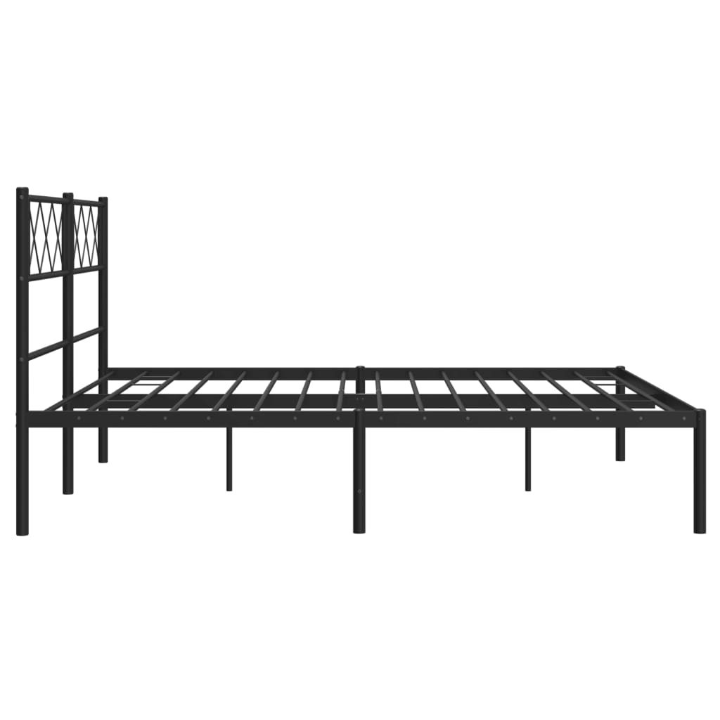 Metal Bed Frame without Mattress with Headboard Black 120x190cm