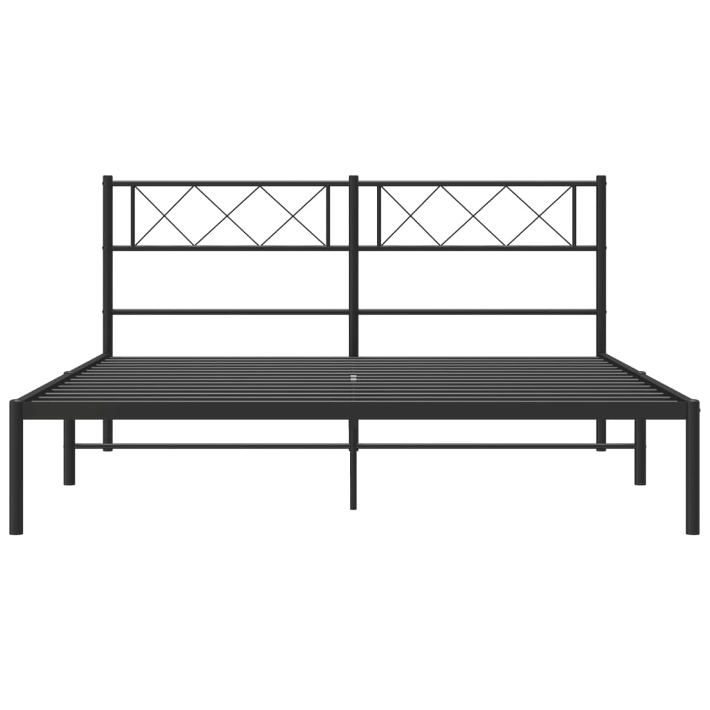 Metal Bed Frame without Mattress with Headboard Black 120x200cm