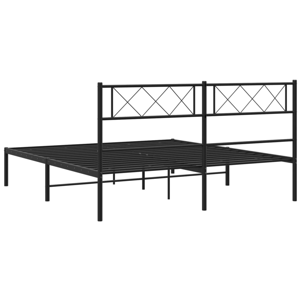 Metal Bed Frame without Mattress with Headboard Black 120x200cm
