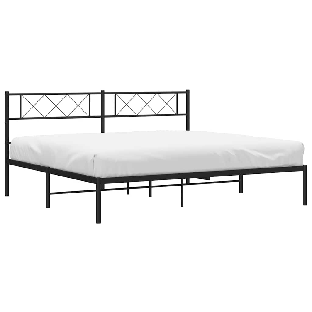 Metal Bed Frame without Mattress with Headboard Black 183x213cm