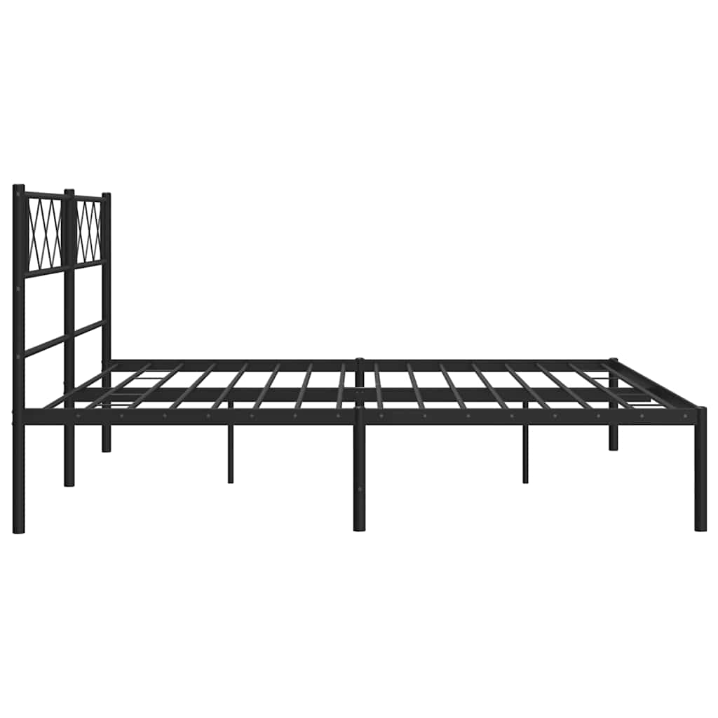 Metal Bed Frame without Mattress with Headboard Black 183x213cm
