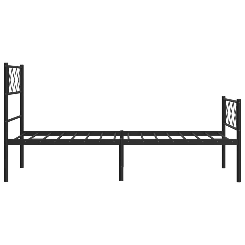 Metal Bed Frame without Mattress with Footboard Black 90x190cm