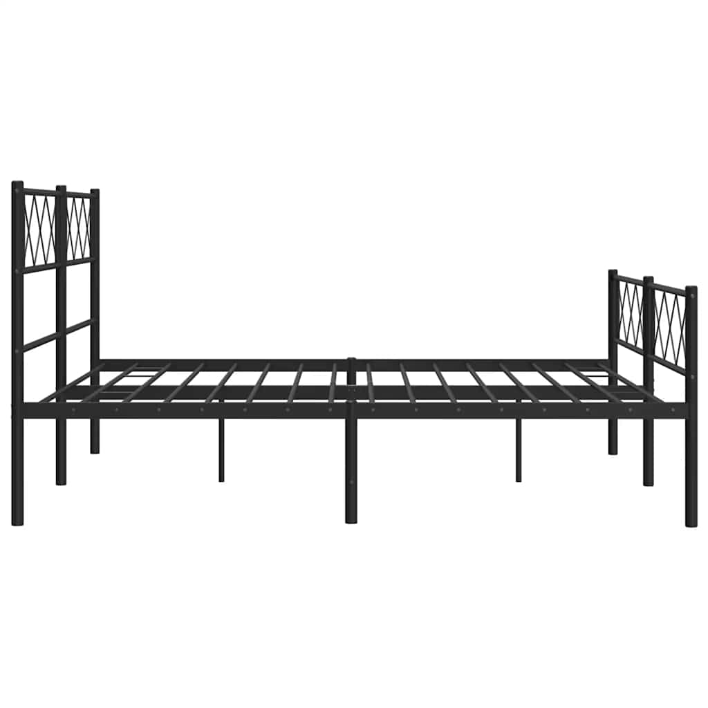 Metal Bed Frame without Mattress with Footboard Black 135x190cm