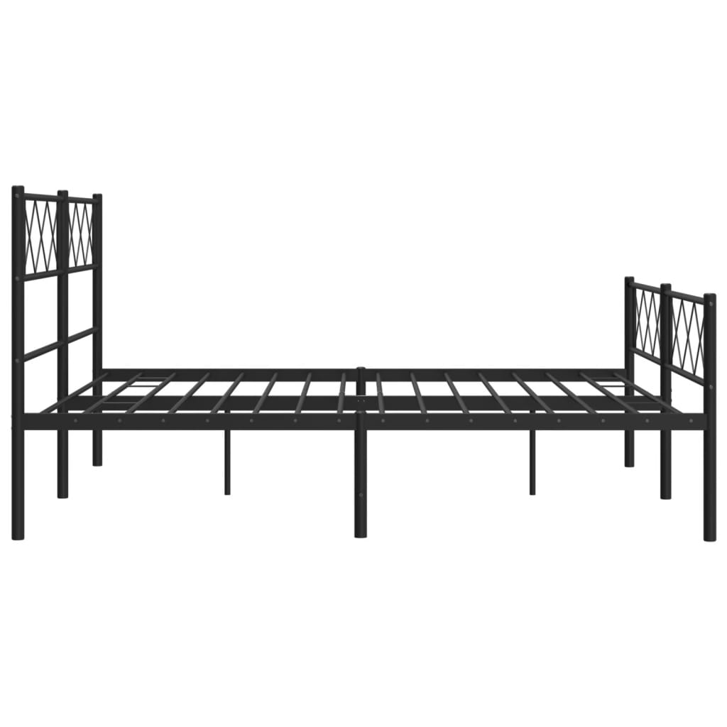 Metal Bed Frame without Mattress with Footboard Black 160x200cm