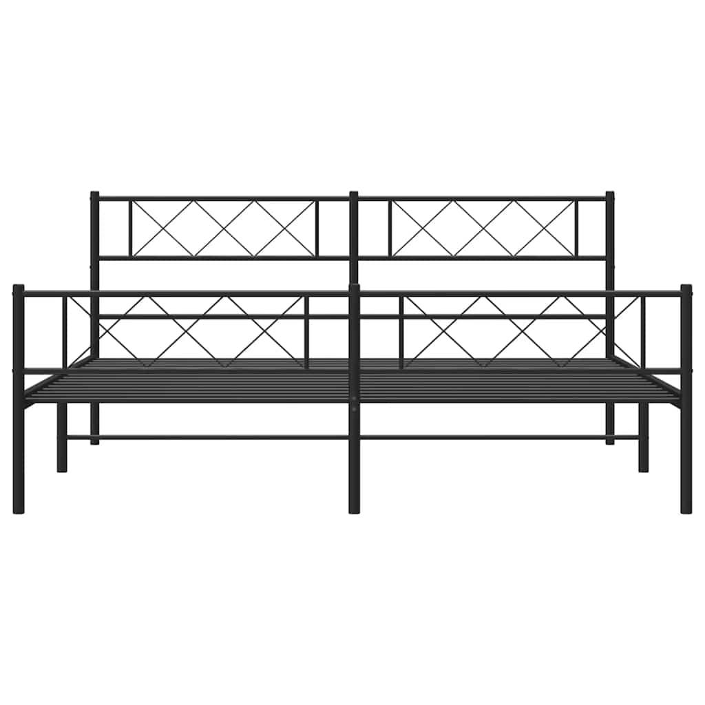 Metal Bed Frame without Mattress with Footboard Black 183x213cm