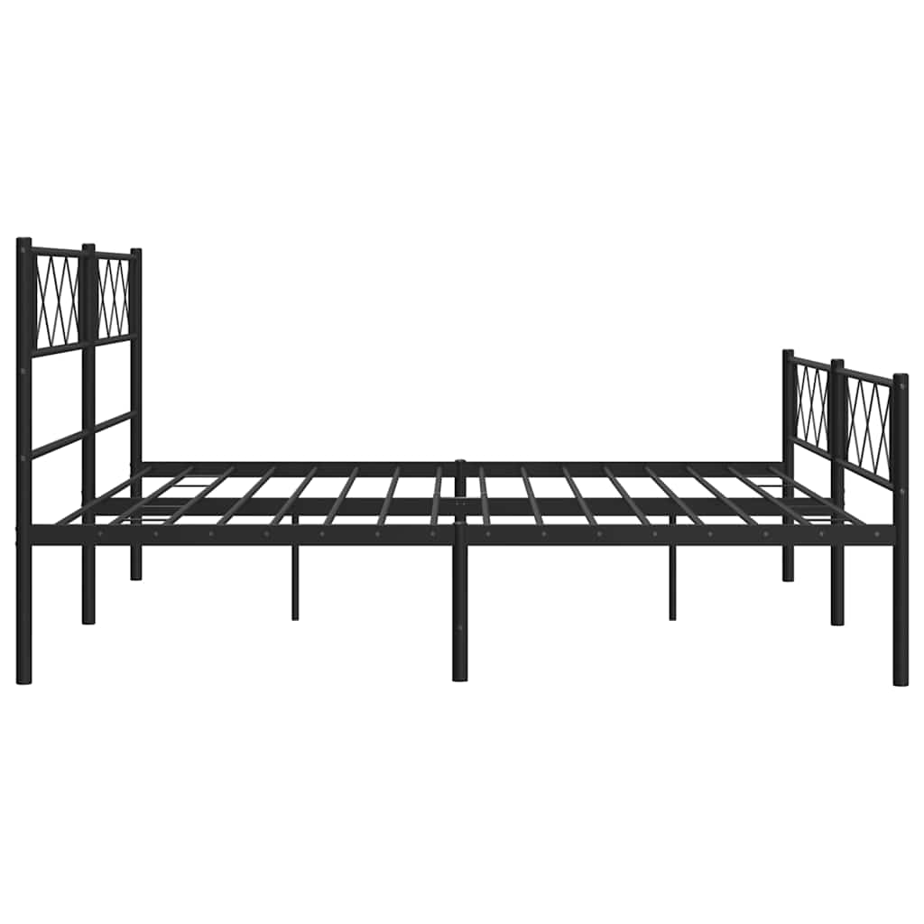 Metal Bed Frame without Mattress with Footboard Black 193x203cm