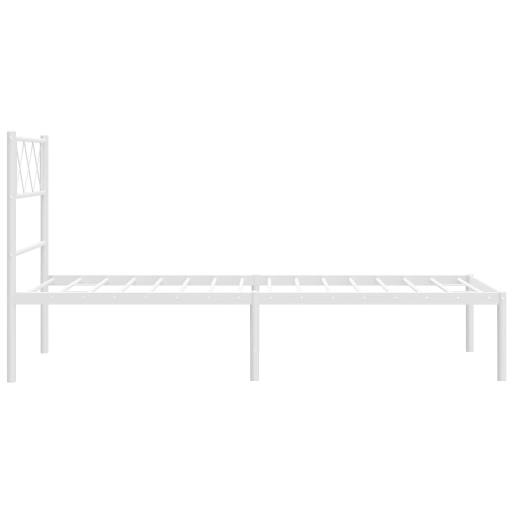 Metal Bed Frame without Mattress with Headboard White 75x190cm