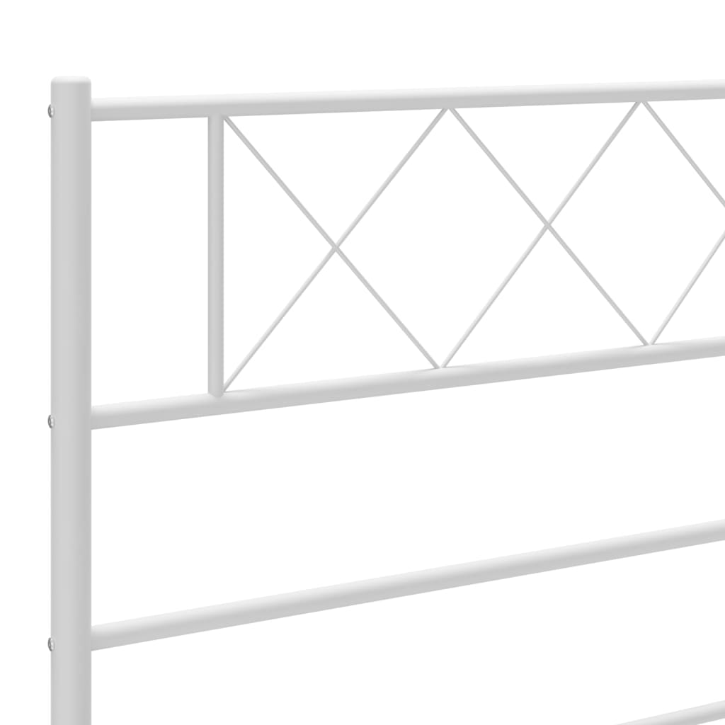 Metal Bed Frame without Mattress with Headboard White 107x203cm