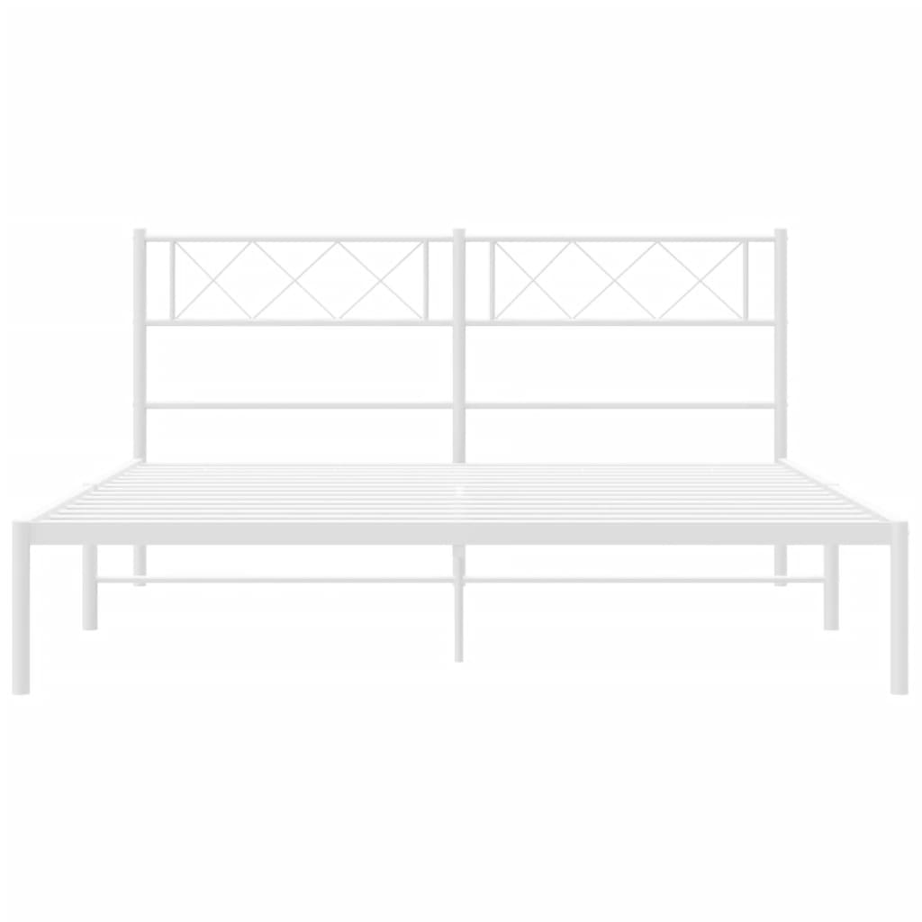 Metal Bed Frame without Mattress with Headboard White 120x190cm