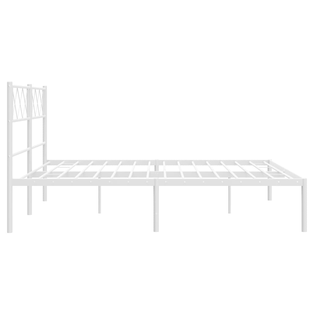 Metal Bed Frame without Mattress with Headboard White 120x190cm