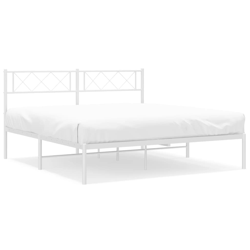 Metal Bed Frame without Mattress with Headboard White 120x200cm
