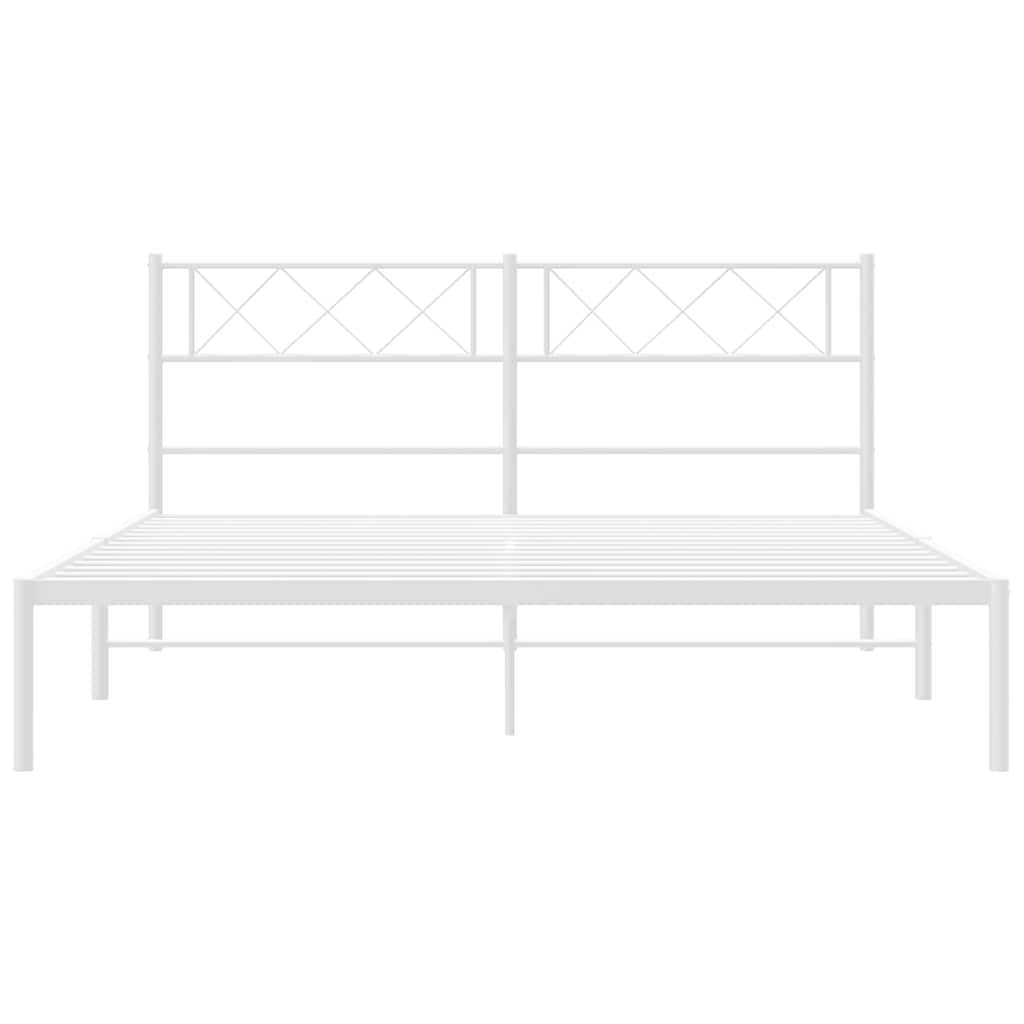 Metal Bed Frame without Mattress with Headboard White 135x190cm