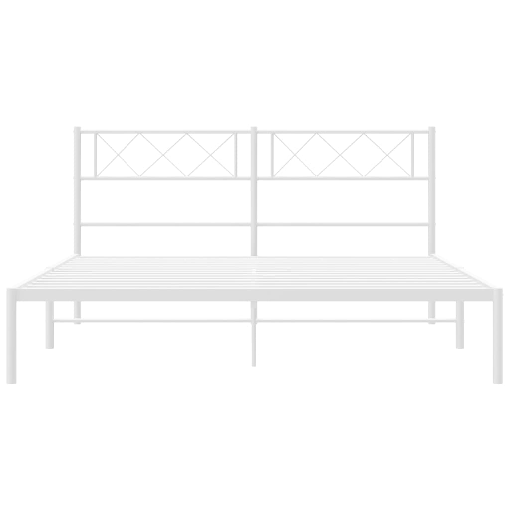 Metal Bed Frame without Mattress with Headboard White 140x200cm