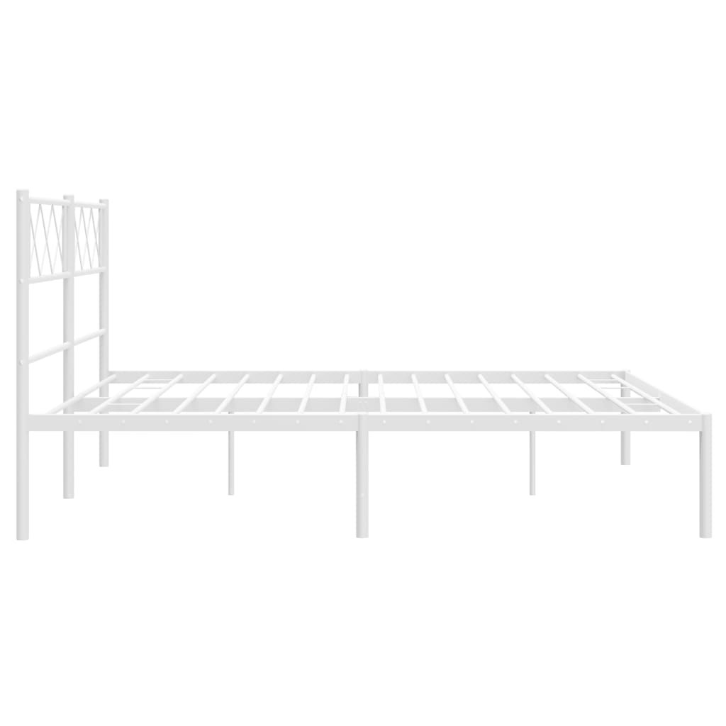 Metal Bed Frame without Mattress with Headboard White 140x200cm