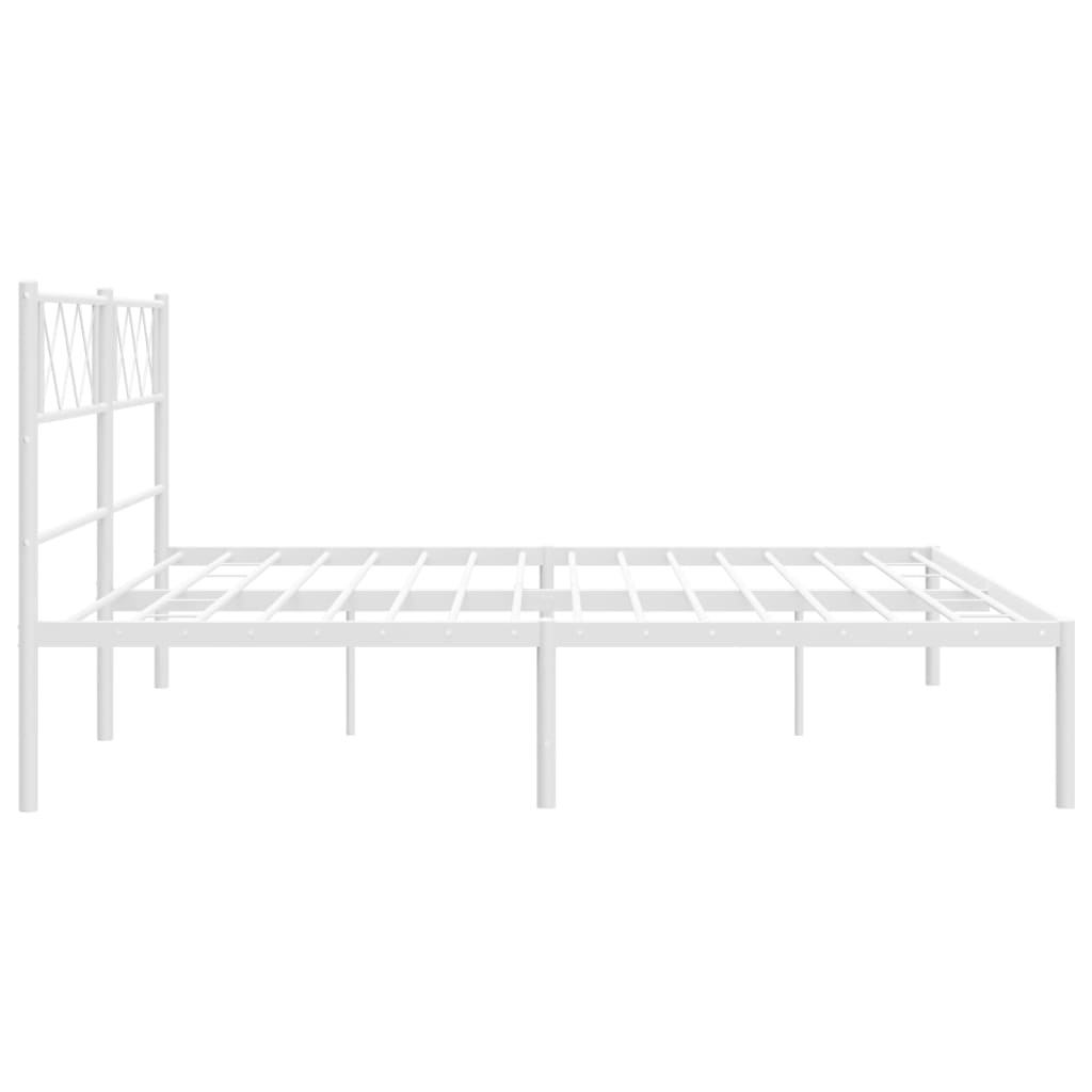 Metal Bed Frame without Mattress with Headboard White 160x200cm