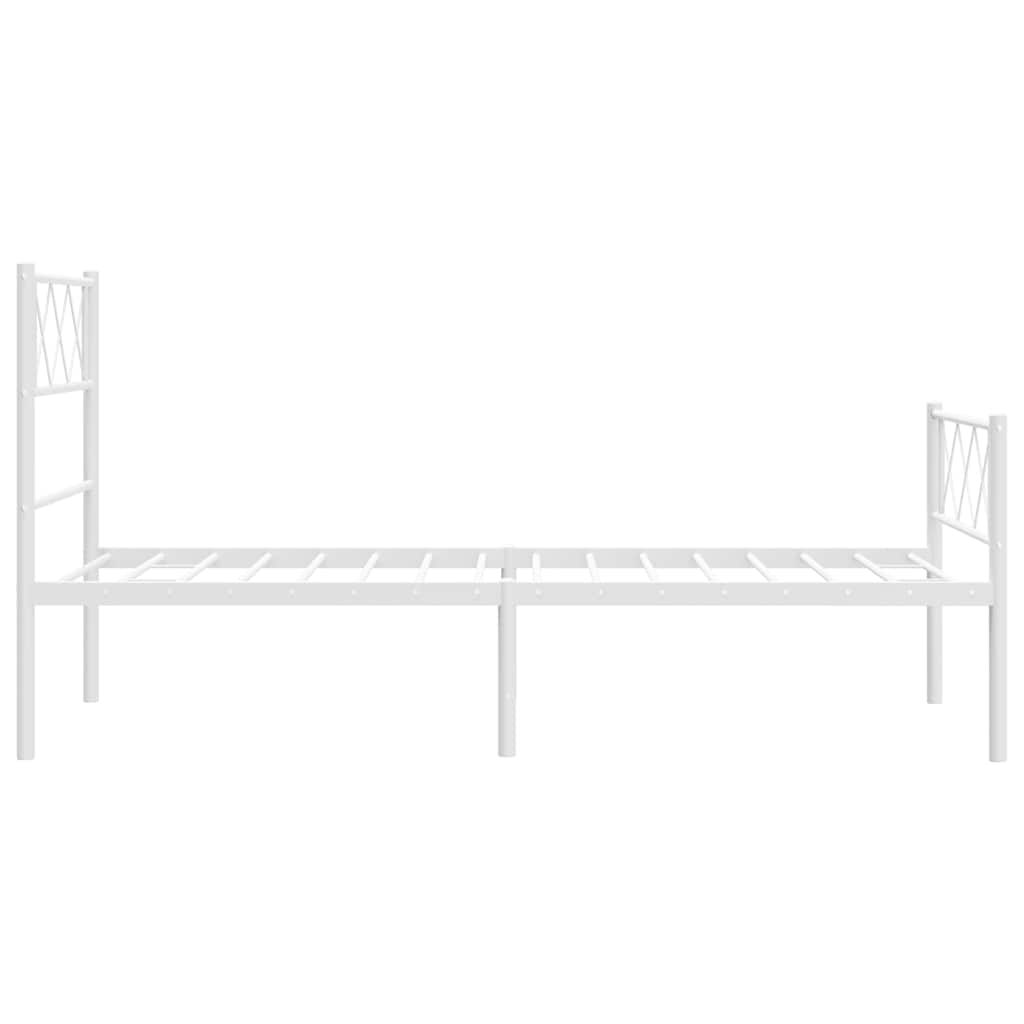 Metal Bed Frame without Mattress with Footboard White 100x190cm