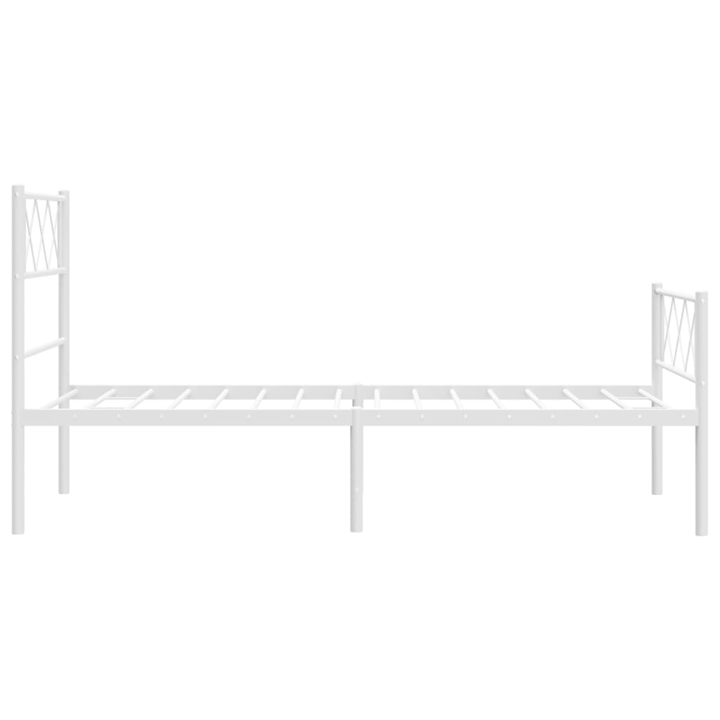 Metal Bed Frame without Mattress with Footboard White 107x203cm