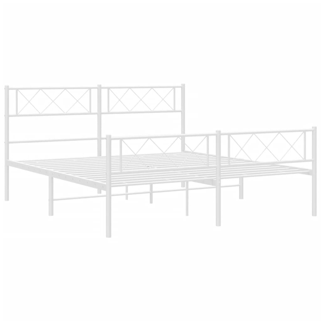 Metal Bed Frame without Mattress with Footboard White 120x200cm