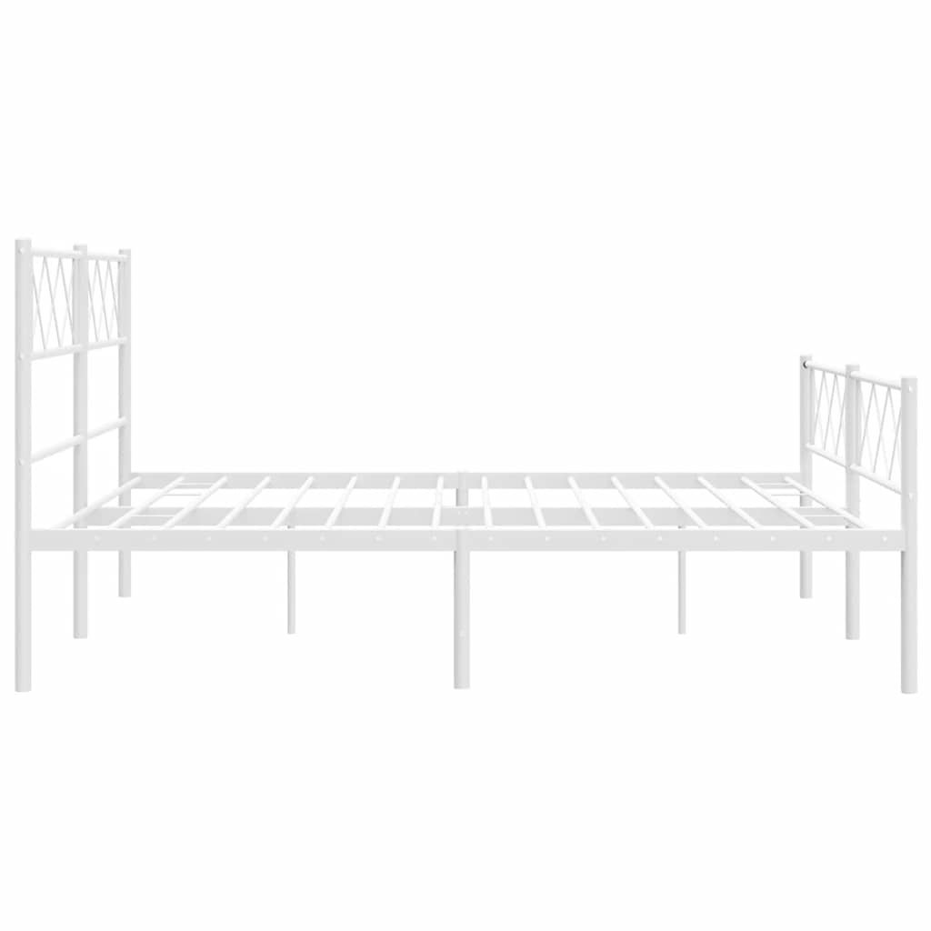 Metal Bed Frame without Mattress with Footboard White 135x190cm