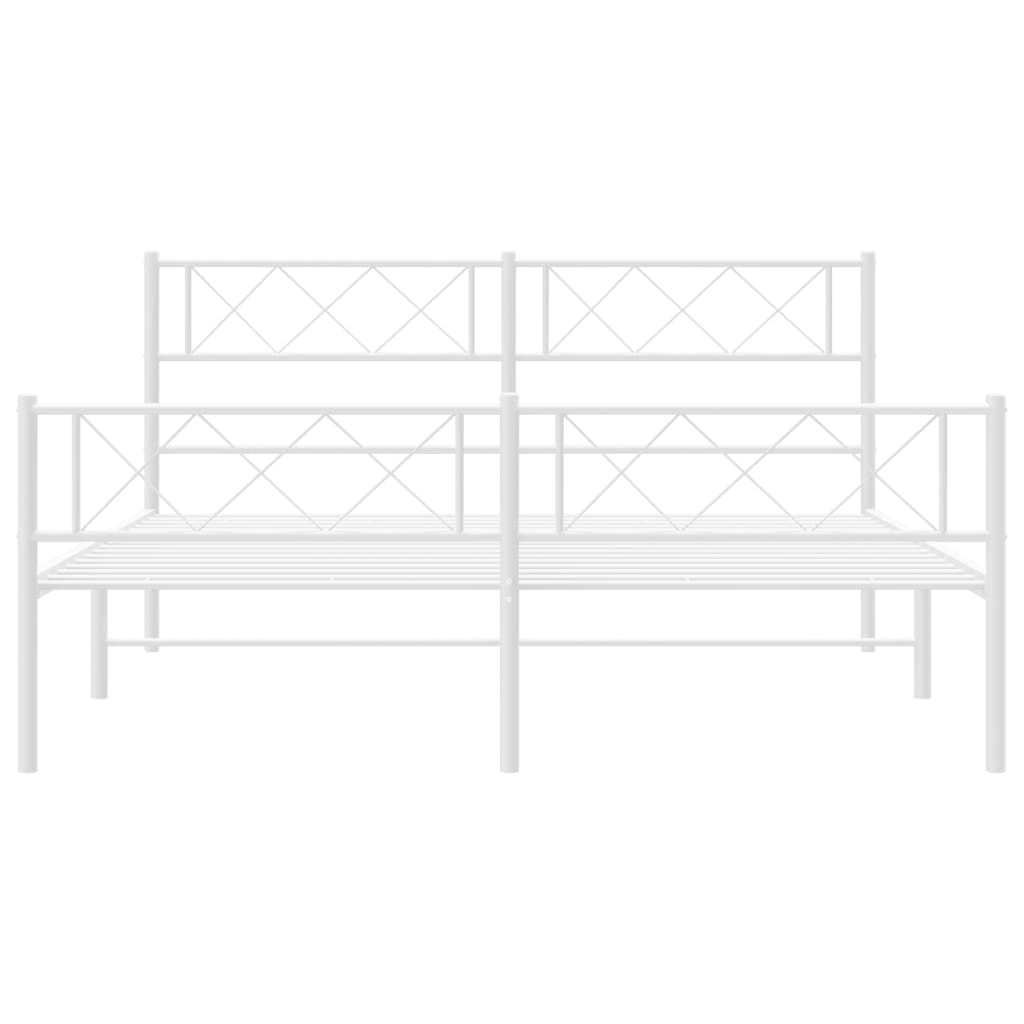 Metal Bed Frame without Mattress with Footboard White 140x190cm