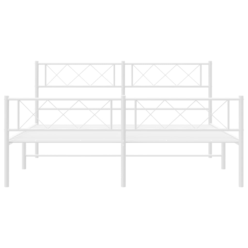 Metal Bed Frame without Mattress with Footboard White 140x200cm